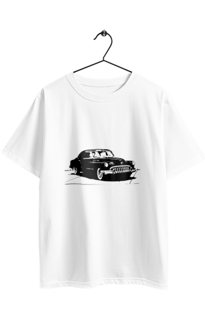 Футболка оверсайз з принтом "Авто.6". Авто, графіка, малюнок, ретро авто, чорно-білий. 2070702