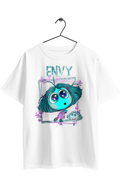 Футболка оверсайз с принтом Головоломка Зависть. Envy, inside out, pixar, головоломка, зависть, мультфильм, эмоции. 2070702