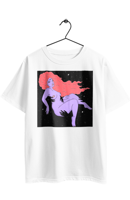 Oversized t-shirt with prints Purple Girl In Black Dire. Girl, paw. 2070702