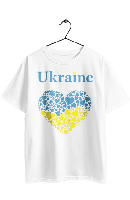 Футболка оверсайз з принтом "Ukraine Heart". Прапор, серце, україна. 2070702