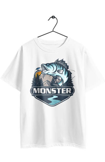 Футболка оверсайз з принтом "Рибалка". Монстер, рибак, рибалка, хоббі. 2070702