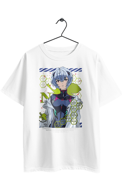 Футболка оверсайз з принтом "Євангеліон Рей". Аніме, аянамі, єва, єва 00, євангеліон, манга, меха, рей, синдзі. 2070702