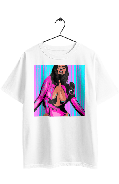 Футболка оверсайз з принтом "Дівчина З Глибоким Декольте". Гола, дівчина, сиськи. 2070702