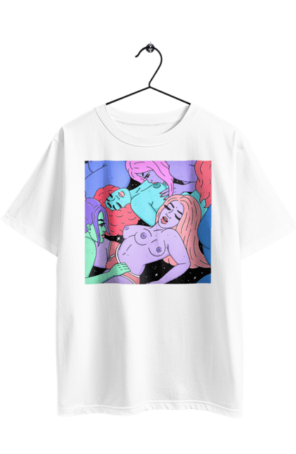 Oversized t-shirt with prints Alien Girls. Aliens, girls, multicolored, space. 2070702