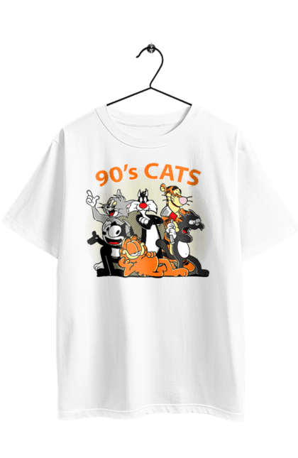 Футболка оверсайз з принтом "Мультфільми про котів 90 х". Cat, гарфілд, кіт, коти, мультсеріал, мультфільм, том. 2070702