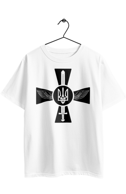 Футболка оверсайз з принтом "Україна герб". Герб, крила, меч, україна. 2070702