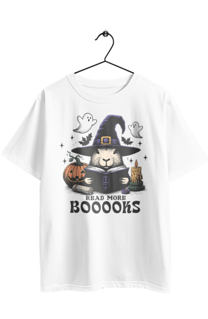 Футболка оверсайз з принтом "Капібара Хелловін". Capybara, halloween, відьма, водосвинка, гарбуз, гризун, капібара, свято, тварина, хелловін. 2070702