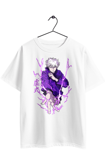 Футболка оверсайз з принтом "Магічна битва Годжо". Anime, gojo, jujutsu kaisen, manga, аніме, годжо, магічна битва, манга, містика, темне фентезі. 2070702