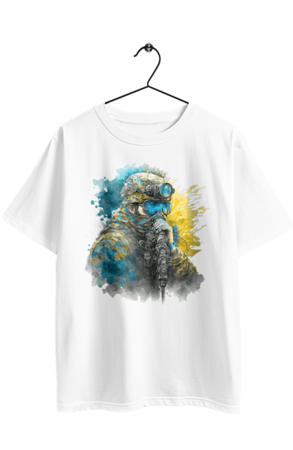 Футболка оверсайз з принтом "Снайпер ЗСУ". Армія, зсу, прапор україни, символи україни, снайпер, солдат, україна. 2070702