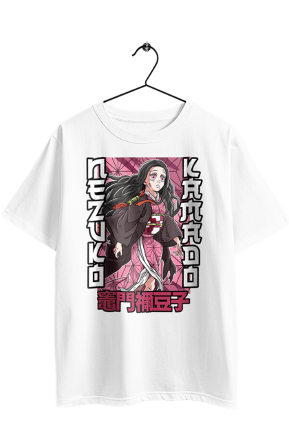 Футболка оверсайз с принтом Клинок Рассекающий Демонов Незуко. Demon slayer, kimetsu no yaiba, nezuko, аниме, истребитель демонов, манга, незуко, сериал. 2070702