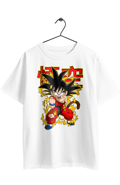 Oversized t-shirt with prints Dragon Ball Son Goku. Anime, dragon ball, goku, manga, son goku, tv series. 2070702