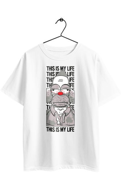 Футболка оверсайз з принтом "Сімпсони Клоун Красті". Krusty, krusty the clown, simpsons, клоун красті, красті, сімпсони. 2070702