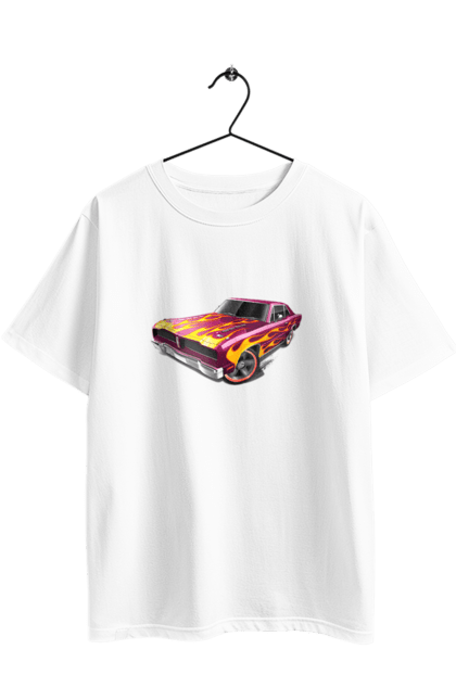 Футболка оверсайз з принтом "Кастом автомобіль". Авто, автомобіль, аерографія, вогонь, кастом, машина, полум я, тюнінг. 2070702