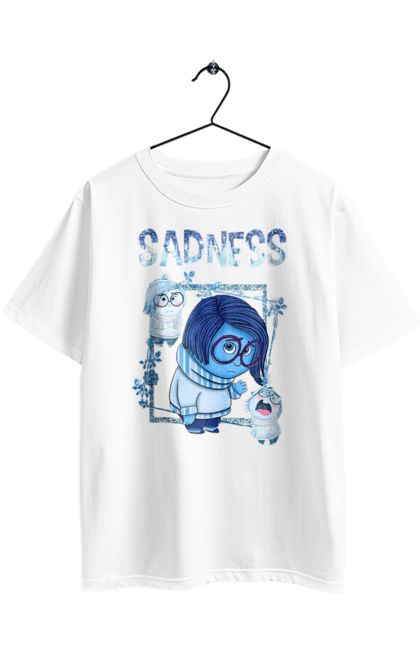 Футболка оверсайз с принтом Головоломка Грусть. Inside out, pixar, sadness, головоломка, мультфильм, печаль, эмоции. 2070702
