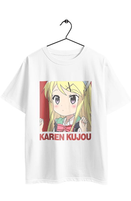 Oversized t-shirt with prints Kiniro Mosaic Karen Kujo. Anime, gold mosaic, karen, karen kujo, kiniro mosaic, kinmoza, manga. 2070702