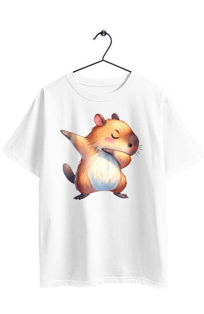 Футболка оверсайз з принтом "Капібара". Capybara, водосвинка, гризун, капібара, тварина. 2070702