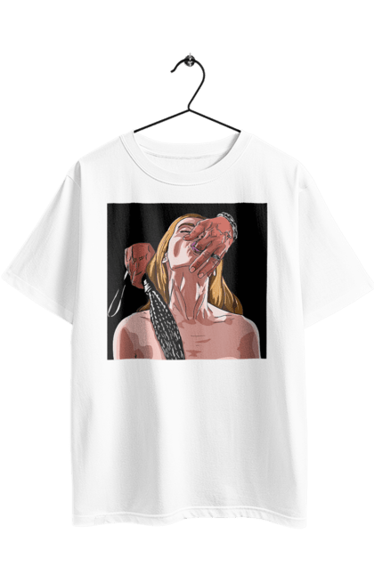 Футболка оверсайз з принтом "Дівчина У Полоні Чоловіка З Батогами". Батіг, пристрасть, смоктати. 2070702