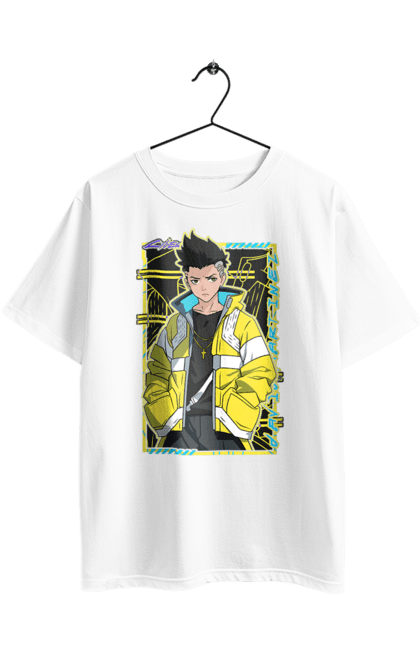 Футболка оверсайз з принтом "Кіберпанк: Ті, що біжать по краю Девід". Cd проект, cyberpunk, david, edgerunners, netflix, аніме, відеогра, гра, девід, кіберпанк. 2070702