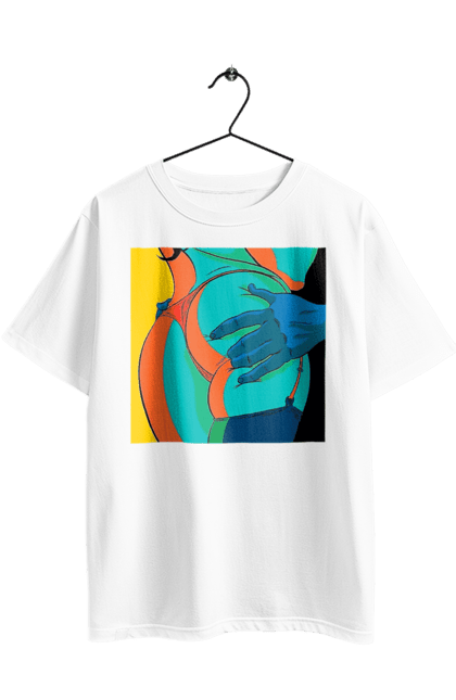 Футболка оверсайз з принтом "Жіноча Попа В Чоловічих Руках". Гола, жопа, ляпас. 2070702