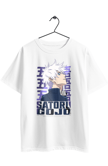 Футболка оверсайз з принтом "Магічна битва Годжо". Anime, gojo, jujutsu kaisen, manga, аніме, годжо, магічна битва, манга, містика, темне фентезі. 2070702