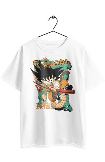 Oversized t-shirt with prints Dragon Ball Son Goku. Anime, dragon ball, goku, manga, son goku, tv series. 2070702