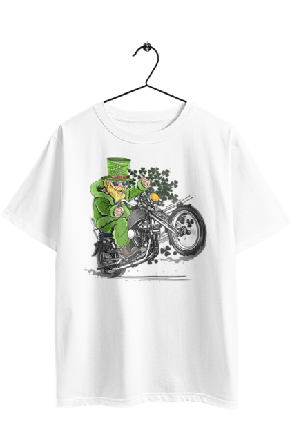 Футболка оверсайз з принтом "Патрік На Мотоциклі". Мотоцикл, патрик, свято. 2070702