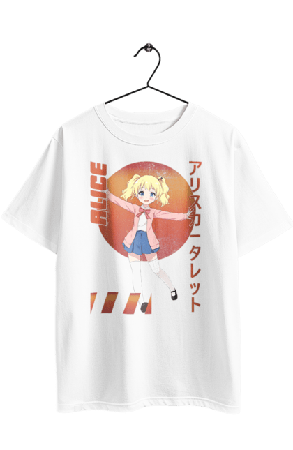 Футболка оверсайз з принтом "Золота мозаїка Аліса Картелет". Alice cartelet, anime, kiniro mosaic, kinmoza, manga, аліса, аліса картелет, аніме, золота мозаїка, манга. 2070702