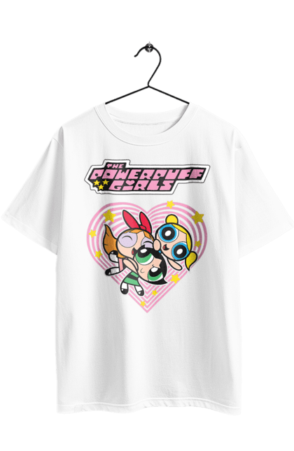 Oversized t-shirt with prints Powerpuff Girls. Animated series, blossom, bubbles, buttercup, cartoon network, cool girls, heart, powerpuff girls. 2070702