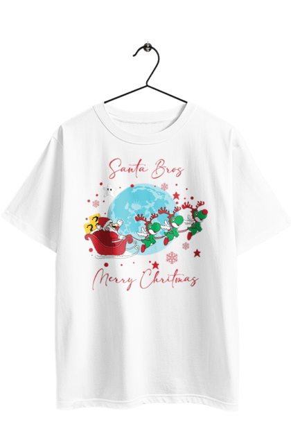 Футболка оверсайз з принтом "Super Mario Bros: Веселого Різдва!". Mario bros, merry christmas, nintendo, super mario bros, брати супер маріо, гра, маріо, персонаж, різдво, санта клаус. 2070702