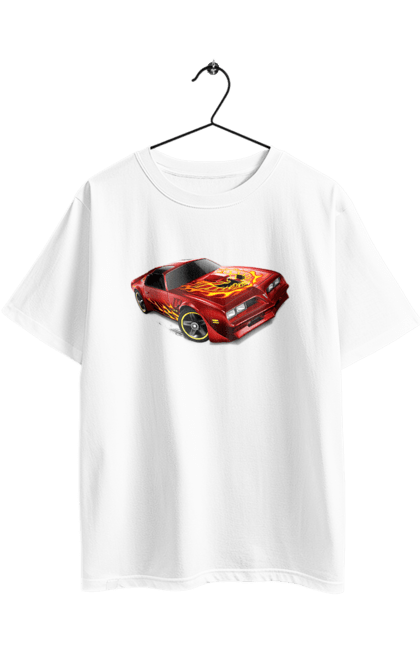 Футболка оверсайз з принтом "Машина червона, швидкісна". Їзда, колеса, машина, швидкість. 2070702