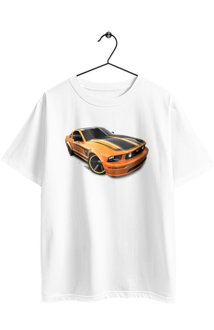 Футболка оверсайз з принтом "Помаранчева, швидкісна машина". Їзда, колеса, машина, швидкість. 2070702