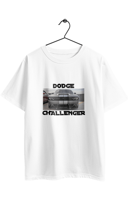 Футболка оверсайз з принтом "Додж челенджер". Автомобіль, американська легенда, додж челенджер, культове авто, масл кар, потужний автомобіль. 2070702