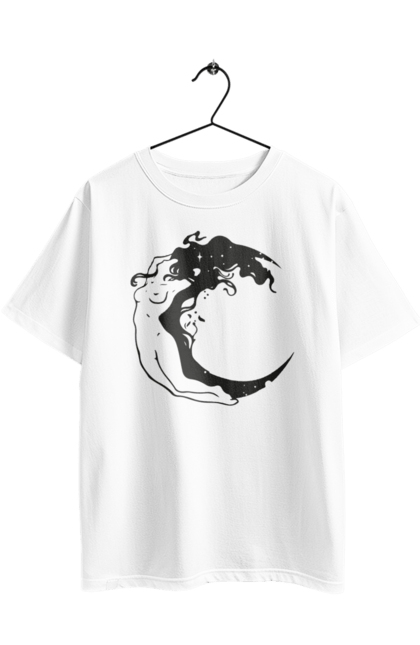 Oversized t-shirt with prints Moon girl. Cosmic, girl, moon, space, stars. 2070702