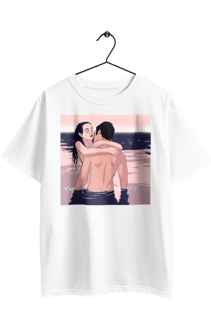 Oversized t-shirt with prints Couple Hugging In The River. Couple, love, naked. 2070702