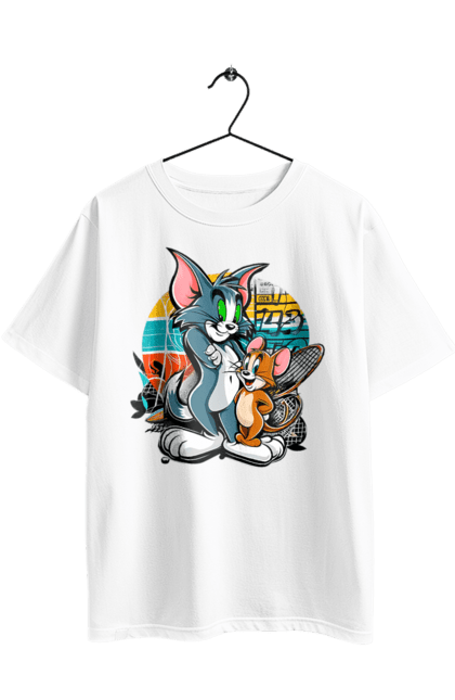 Футболка оверсайз з принтом "Том і Джеррі". Jerry, tom, tom and jerry, джеррі, кіт, мишеня, мультсеріал, том, том і джеррі. 2070702