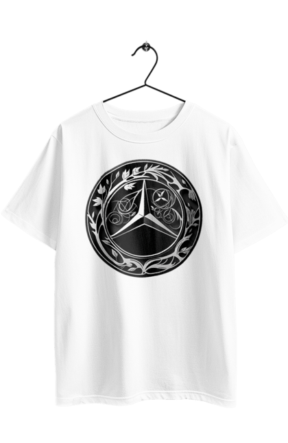 Футболка оверсайз з принтом "Mercedes Benz Лого Арт". Авто, автомобіль, логотип мерседес, машини, мерс, мерседес. 2070702