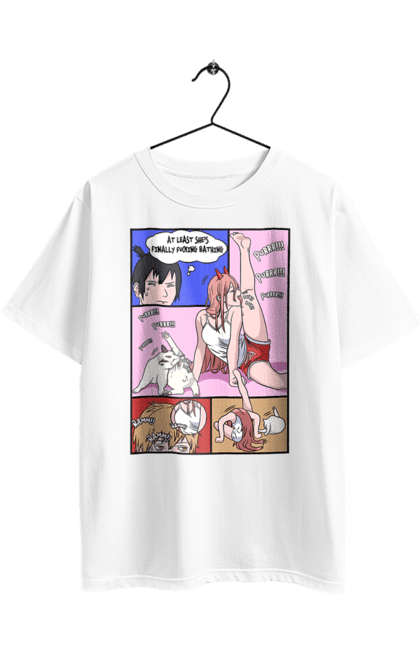 Футболка оверсайз з принтом "Людина Бензопила Пауер". Anime, chainsaw man, manga, power, аніме, демон, людина-бензопила, манга, пауер, шьонен. 2070702