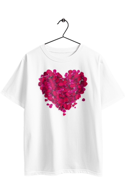 Футболка оверсайз з принтом "Серце З Пелюсток Троянди". Пелюстки, серце, троянда. 2070702