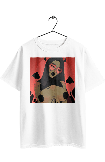 Футболка оверсайз з принтом "Диявол З Цицьками". Гола, диявол, сиськи. 2070702