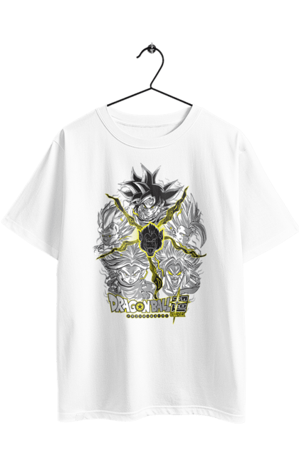 Oversized t-shirt with prints Dragon Ball. Anime, dragon ball, goku, manga, tv series, vegeta. 2070702