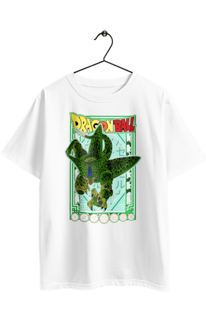 Oversized t-shirt with prints Dragon Ball Cell. Anime, cell, dragon ball, goku, manga, tv series, vegeta. 2070702