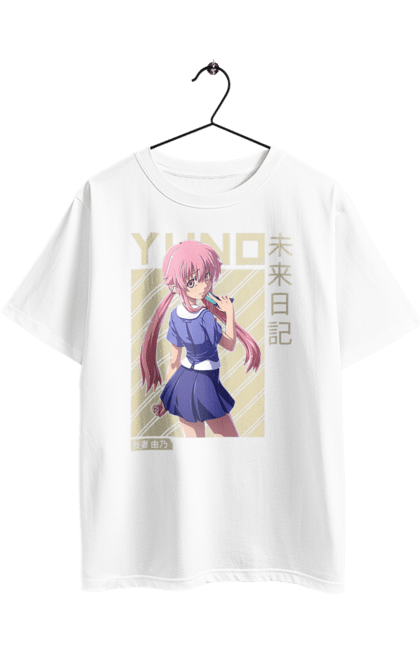Футболка оверсайз з принтом "Щоденник майбутнього Юно Гасай". Anime, future diary, manga, survival game, yuno gasai, аніме, манга, щоденник майбутнього, юно гасай. 2070702