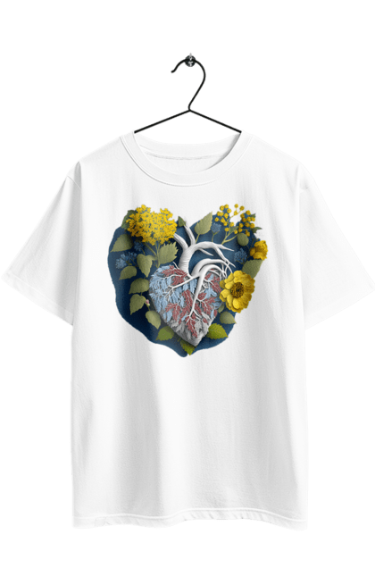 Футболка оверсайз з принтом "Серце квіти". Люблю україну, перемога україни, серце, символи україни, соняшник, традиції україни, україна. 2070702