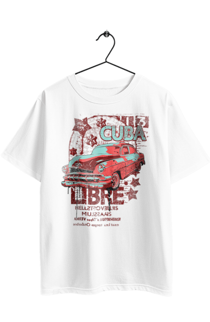 Футболка оверсайз з принтом "Куба, Машина". Куба, машина, ретро. 2070702