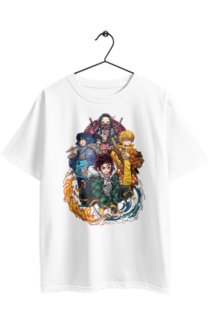 Футболка оверсайз з принтом "Винищувач Демонів". Demon slayer, kimetsu no yaiba, аніме, винищувач демонів, зеніцу, іноске, манга, серіал, танджиро. 2070702