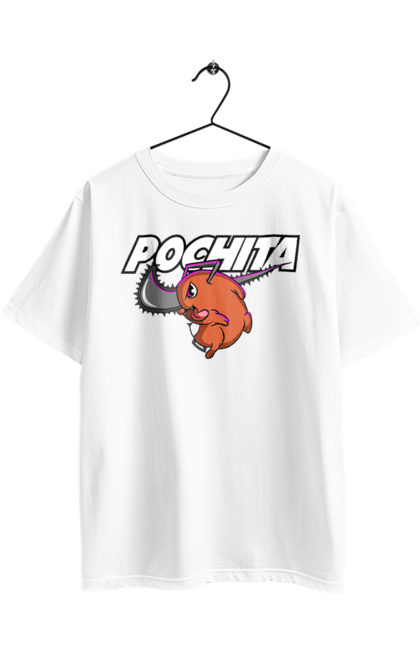 Футболка оверсайз з принтом "Людина Бензопила Почіта". Anime, chainsaw man, manga, pochita, аніме, демон, людина-бензопила, манга, почіта, шьонен. 2070702