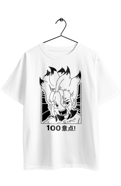 Футболка оверсайз з принтом "Dr. Stone Сенку". Dr. stone, ishigami, senku, senku ishigami, аніме, доктор стоун, ісіґамі, ісіґамі сенку, манга, сенку. 2070702