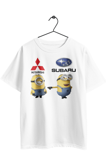 Футболка оверсайз с принтом Minion Субару. Авто, машины, миньоны, митсубиси, субару. 2070702