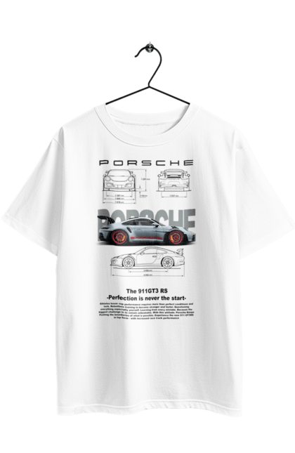 Футболка оверсайз з принтом "Porsche 911 GT3 RS". Porsche, porsche 911, авто, автомобіль, порше, спорт, спортивний автомобіль. 2070702