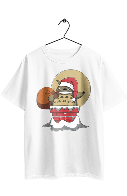 Футболка оверсайз з принтом "Тоторо Санта Клаус". Santa claus, аніме, комедія драма, мій сосід тоторо, пригоди, санта, санта клаус, серіал, фентезі, фільм. 2070702